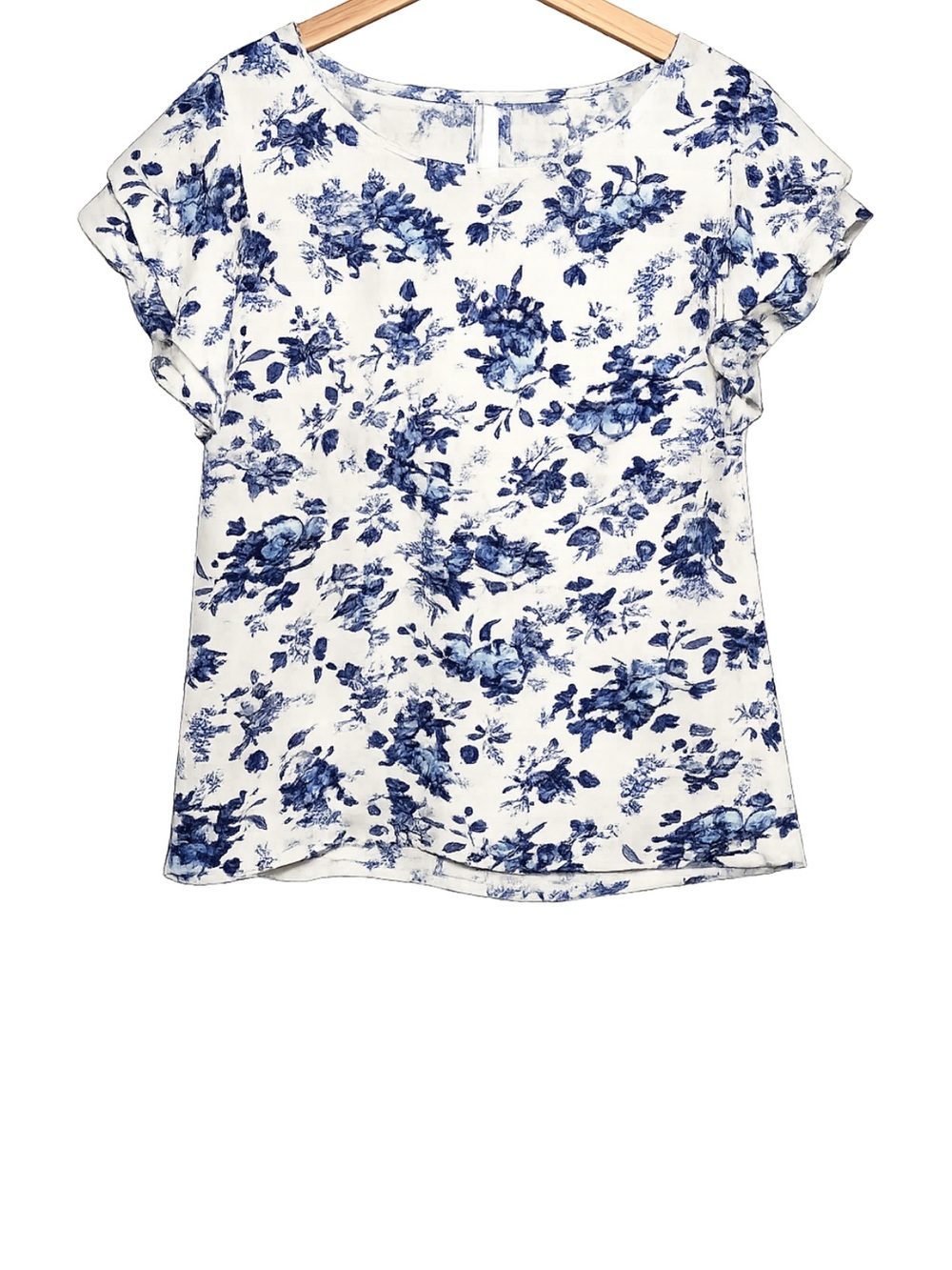 Cupcake & Cashmere Blue Floral Blouse | Coastal Chic Feminine Top | Cottagecore - Picture 2 of 10